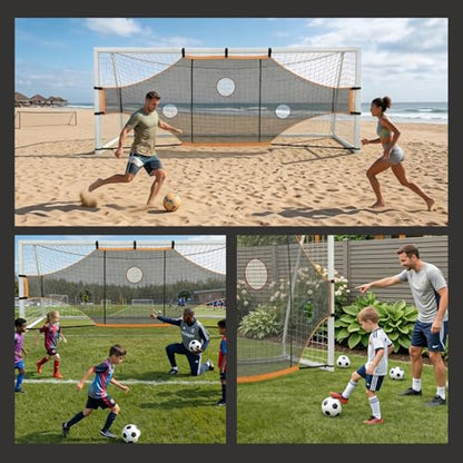 Soccer Goal Target Net, 16x6ft - Turn Training into a Game with 7 Scoring Zones | Durable All-Weather Backyard Soccer Net for Family Fun & Skill Boost-ONLY NET