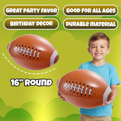Inflatable Football Beach Balls (6 Pack) - 16-Inch Durable Beach Balls for Kids, Summer Pool Toys, Football Party Favors, Sports Theme Decorations, Giveaways - style: 6-Pcs Football Beach Balls