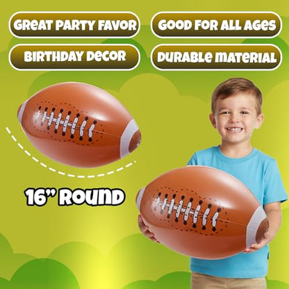 Inflatable Football Beach Balls (6 Pack) - 16-Inch Durable Beach Balls for Kids, Summer Pool Toys, Football Party Favors, Sports Theme Decorations, Giveaways - style: 6-Pcs Football Beach Balls
