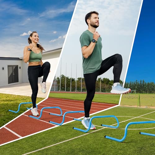 Yes4All Agility Speed Training Agility Hurdles for Athletes - 5 Pack - Speed and Agility Training Equipment for Soccer Basketball Football Hurdle Training - color: D. Set 5 Hurdles Blue