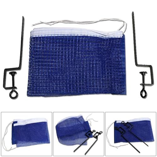Table Tennis Net and Post Clamp Stand Kit, Easy Setup Pong Replacement Net for Practice and Fun, Blue