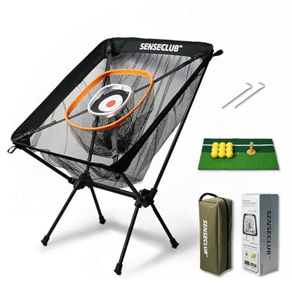 SENSECLUB Foldable Chipping Net with Mat & Balls, Indoor Golf Practice Chipping Target, Backyard Golf Game & Gifts - style: Pro Net +Mat +Balls