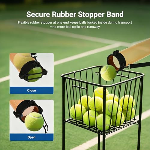 NEEWER Ball Retriever Tube Hopper for Tennis Balls & Pickleballs, Detachable Section No Bending Pickup Picker Upper Collector with Stopper & Shoulder Strap - style: TB02Z（3 section）