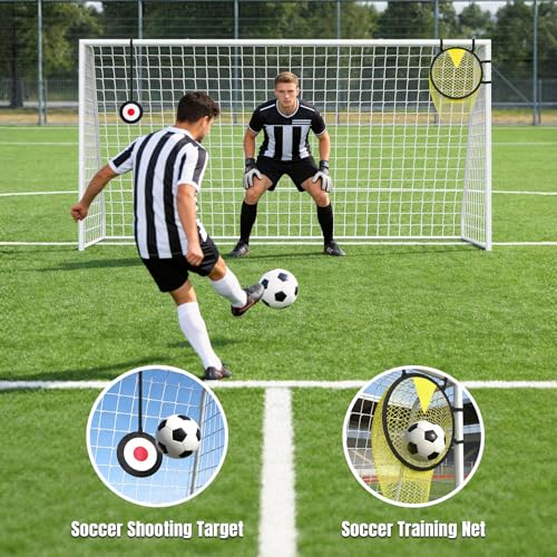 Soccer Goal for Backyard - 12×6/8×6/6×4 FT, Training and Tournament Size Metal Frame Soccer Net with Target Net, Shooting Target & 12 Training Cones for Kids Teens Adults Easy Assembly - size: 12x6 ft