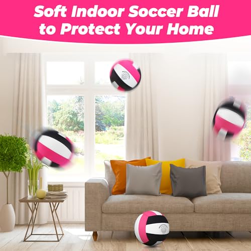 Soft Indoor Volleyballs for Girls Youth Beginners Trainer Fabric Light First Learning Volleyballs Safe Quiet Practicing Inside the House Birthday Easter Gifts - color: Pink