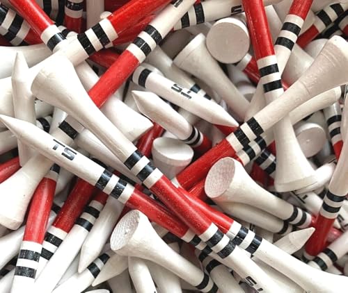 Premium Wood Golf Tees – 3¼" Durable Bamboo Performance Tees (100 Pack) – Made in USA – Bulk Value Pack - color: Red and Black