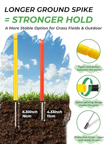SEAOTTER Soccer Agility Training Poles, 6/10/20Pcs 6FT Adjustable Detachable Sports Speed Training Sticks, Practice Equipment Accessories for Football, Slalom & Rugby, Bending Poles for Horses