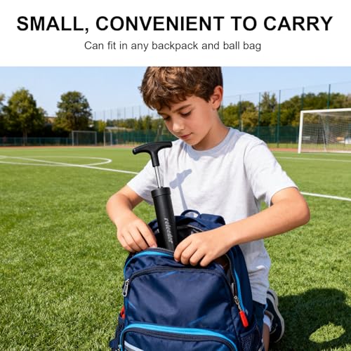 10 Inch Ball Pump Kit, Basketball Pump, Portable Air Pump with 5 Needles, 1 Nozzle & Extension Hose for Soccer Football Volleyball Water Polo Rugby Exercise Sports Ball