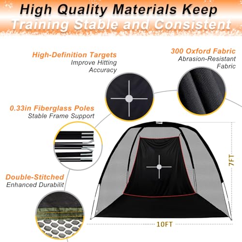 Gagalileo Golf Hitting Net Backyard Driving: 10x7FT with Silent Velvet Target Portable Practice for Men Dad Golfer Lovers Set Gift