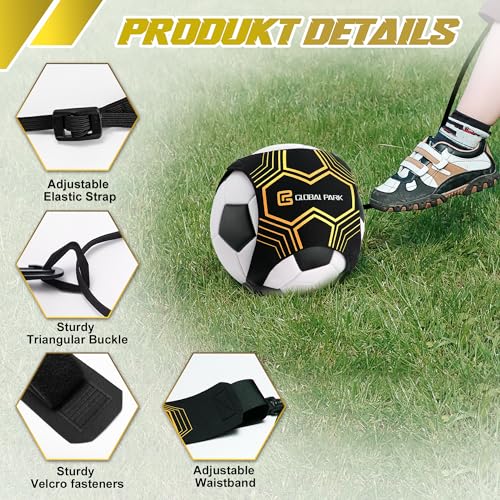 Global Park Soccer Trainer Adjustable Waist Belt - Football Training Equipment Aid for Ball Control, Passing & Shooting, Kick Throw Trainer Solo Practice Volleyball, Rugby for Kids Adults at Home - color: Black