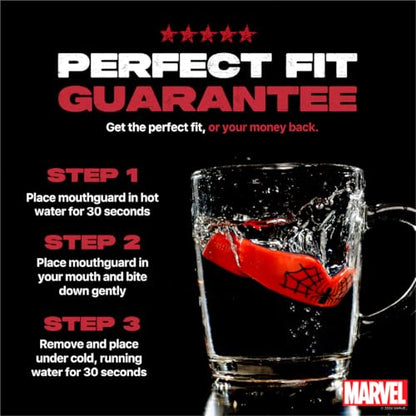 Marvel Spider-Man Mouth Guard, Dual Layer Mouthguard for Adults with Case, Easy Fit Remoldable Mouthpiece for Football, Boxing, Lacrosse, MMA, Basketball & All Contact Sports (Adult 12+ Years, Red)
