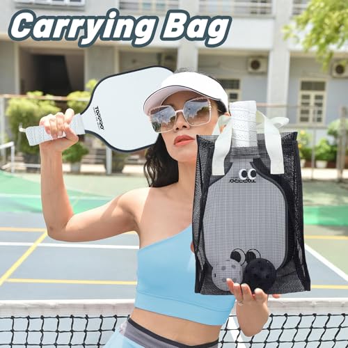 TOPPRO Pickleball Paddles Set of 2, Fiberglass Face, Polypropylene Honeycomb Core, Lightweight Pickleball Rackets 2 Pack - color: EYE Black & White