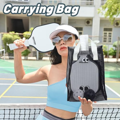 TOPPRO Pickleball Paddles Set of 2, Fiberglass Face, Polypropylene Honeycomb Core, Lightweight Pickleball Rackets 2 Pack - color: EYE Black & White