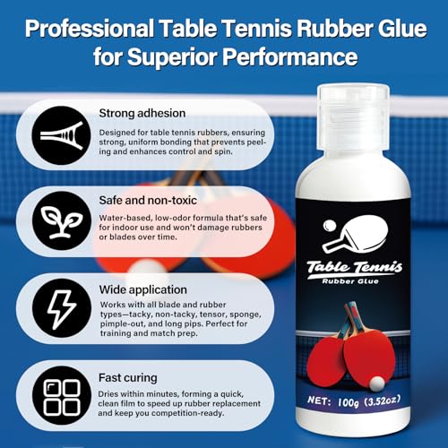Table Tennis Glue, Perfect for Assembling Table Tennis Ping Pong Paddle, Comes with 8 Sponges to Easily Replace Table Tennis Rubber - size: 200ml