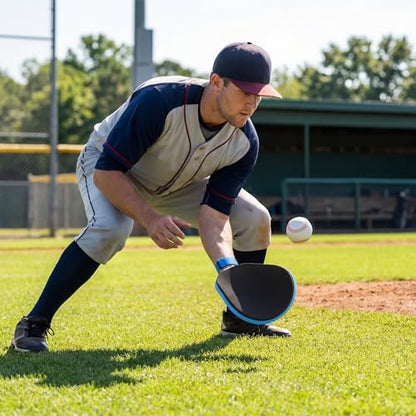 Leyndo 8 Pcs Baseball Training Glove Foam Fielding Trainer Pancake Glove with Foam Baseballs Practice Baseballs for Quick Hands Batting Infield Training Practice Two Hands - color: Blue