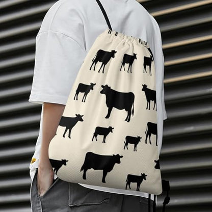Travel Drawstring Backpack Beam Bag Large Capacity for Volleyball Baseball Sports Equipment Men Women Unisex, Angus Cattle Animal Bags - color: Picture (501)