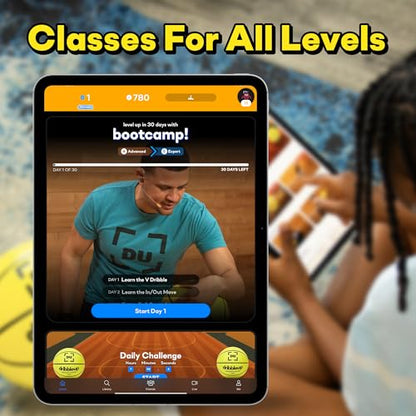 DribbleUp Smart Basketball Starter Pack – At-Home Basketball Training System for Kids & Teens with App-Based Virtual Coach, Real-Time Feedback | Dribble Up Premium Composite Leather, Indoor/Outdoor