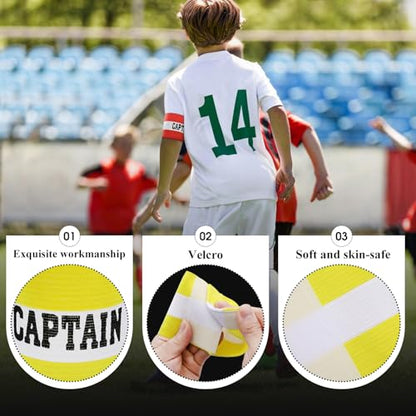 6 Pieces Soccer Captain Armband Adjustable Elastic Sports Bands for Football Basketball, Anti-Slip Team Armbands for Adult Youth Athletes