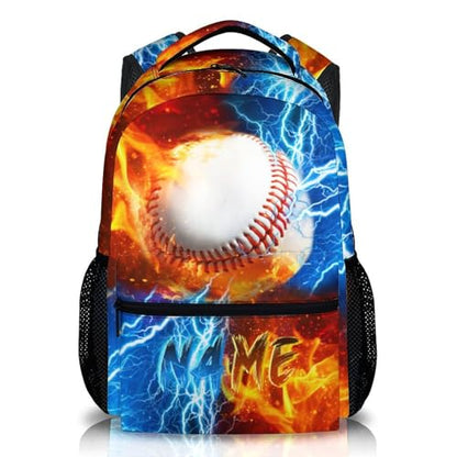 Backpack for Kids Boy Custom Baseball Bookbag for School Elementary Middle Primary, Personalized Student School Supplies - color: White
