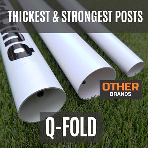 QUICKPLAY Q-Fold Soccer Goal | 30-Second Folding Design for Easy Setup | Portable & Weatherproof uPVC Soccer Goal for Backyard | Durable Post for Adults & Kids - style: 16 x 7'
