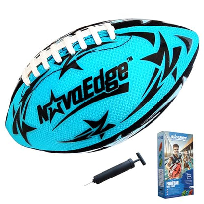 Hydro Water Football - 9.25-Inch Mesh Outer with Rubber Bladder | for All Ages - Pool, Lake, Beach Play | Textured Grip with Real Laces | Includes Pump | Choose 1 or 2 Ball Pack - color: Blue X1