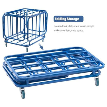 Blue Gym Ball Storage Cart, Garage Sports Equipment Organizer Locker Cart, Rolling Basketball Racks Holder for Balls, Sports Ball Storage Cart, for Garage Storage, Gym