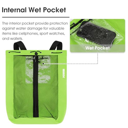 WANDF Swim Bag Mesh Drawstring Backpack Beach Backpack for Swimming, Gym, and Workout Gear - color: Fluorescence Green