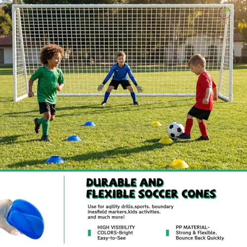 16x7 Portable Soccer Goal Heavy Duty Steel Frame for Backyard | Official 9v9 Youth Football Goals with High-Impact Net | Soccer Training Equipment for Kids, Teens & Family