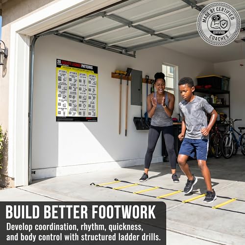 Guided Coaching Agility Ladder Drills Training System - Structured Speed & Footwork Charts with Built-in Progressions - style: Beginner–Intermediate (18x24)