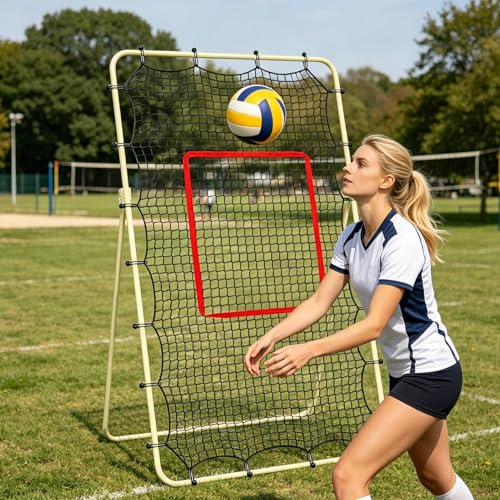 Volleyball Rebounder Replacement Net - 7x4ft Lightweight Heavy-Duty Polyester Mesh, Sports Rebounder with 28 Elastic Cords & Target Loop Weave, Bounce Back Training Screen for Practicing Volleying