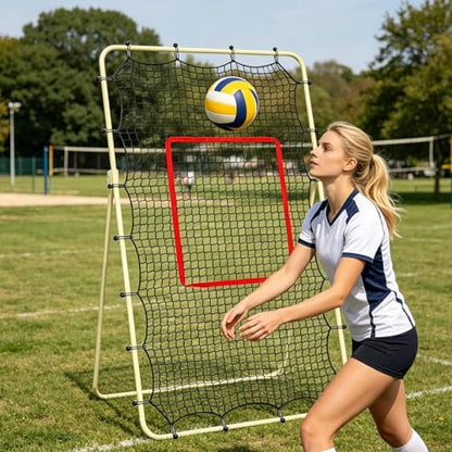 Volleyball Rebounder Replacement Net - 7x4ft Lightweight Heavy-Duty Polyester Mesh, Sports Rebounder with 28 Elastic Cords & Target Loop Weave, Bounce Back Training Screen for Practicing Volleying
