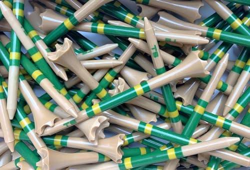 Premium USA Golf Tees – 3¼" or 2¾" Durable Plastic Performance Tees (100 Pack) – Made in USA – Bulk Value Pack - color: Augusta, size: 3 1/4