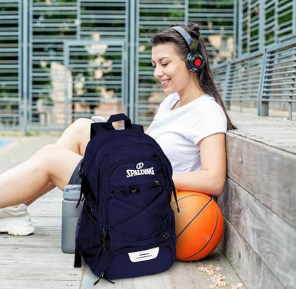 Spalding Basketball Backpack Sports Bag | Large Black Backpack with Shoe and Ball Compartment | Gifts for Basketball Players - color: Blue