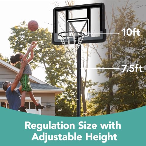 Best Choice Products 10ft Regulation Basketball Hoop, Height Adjustable Outdoor Goal w/Shock Absorbent Rim, Base Gel, 2 Wheels - style: Black/Silver