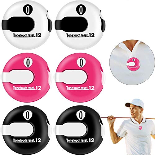 Frienda 6 Pack Golf Stroke Counter Clicker, Mini Score Counter, One-Touch Reset Clip for Gloves, Belt & Golf Bag, Counts up to 12 Strokes