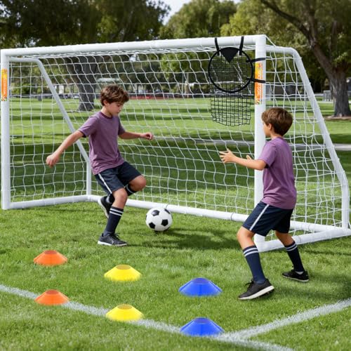 NAIZEA Soccer Goal - 12x6/10x6/8x6/6x4FT Soccer Goals for Backyard, Portable & Weatherproof HPVC Soccers Goal w/Soccer Net Durable Post for Adults & Youth Outdoor's Practice Training - size: 12x6 FT, style: Foldable