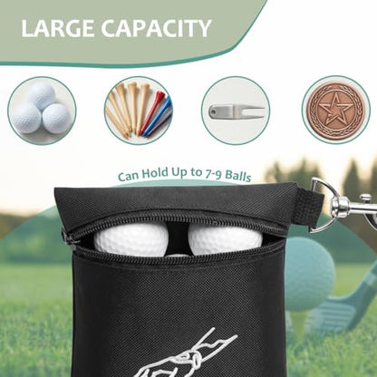 TOGETRUE Golf Tee Pouch, Sporty Golf Tee Bag Holder with Clip, Golf Supplies Accessories, Golf Bag Pouch for Tees, Balls and Divot Tools, 5.5"*6.75