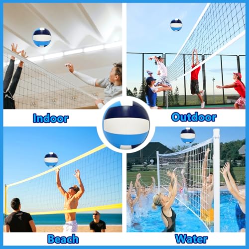 Official Size 5 Volleyball Balls, Waterproof Soft Bulk Recreational Volley Balls with Pump and Net Bag for Beach Pool Sand Training for Beginner