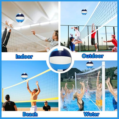 Official Size 5 Volleyball Balls, Waterproof Soft Bulk Recreational Volley Balls with Pump and Net Bag for Beach Pool Sand Training for Beginner