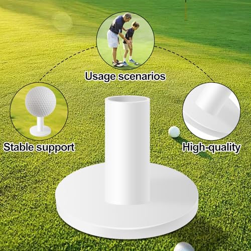 Rubber Golf Tees, 8 Pack Mixed Size Golf Tees for Mats, Durable Rubber Tees for Driving Range, Indoor & Outdoor Golf Practice (White)