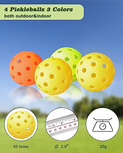 NQV Pickleball Set with Net-10FT Half Court Size Pickleball Net+Wood Pickleball Paddles+Pickle Balls+Ball Retrievers+Pickleball Court Marking Kit, Portable Driveway Outdoor Indoor for Beginners Pros - style: 4-player set