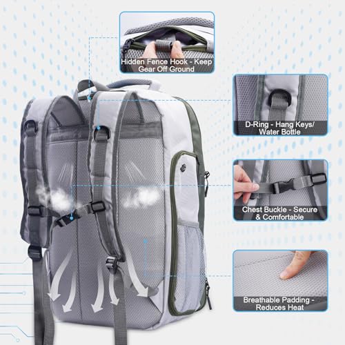 Pickleball Backpack, 3+Paddle Capacity, Pickleball-specific Shockproof Thermal Pockets, Waterproof Shoe Compartment, Wet Dry Separation, Fence Hook, Fits Standard/Extended Paddles - color: Army green