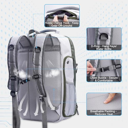 Pickleball Backpack, 3+Paddle Capacity, Pickleball-specific Shockproof Thermal Pockets, Waterproof Shoe Compartment, Wet Dry Separation, Fence Hook, Fits Standard/Extended Paddles - color: Army green