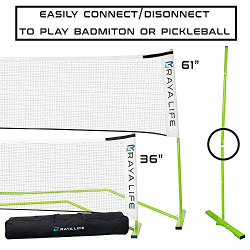 Portable Pickleball Net & Badminton Net 2 in 1-22ft Width Standard Net Size- Indoor & Outdoor Multi-Sport Net – Weatherproof, Durable, Easy Assembly