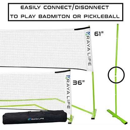 Portable Pickleball Net & Badminton Net 2 in 1-22ft Width Standard Net Size- Indoor & Outdoor Multi-Sport Net – Weatherproof, Durable, Easy Assembly