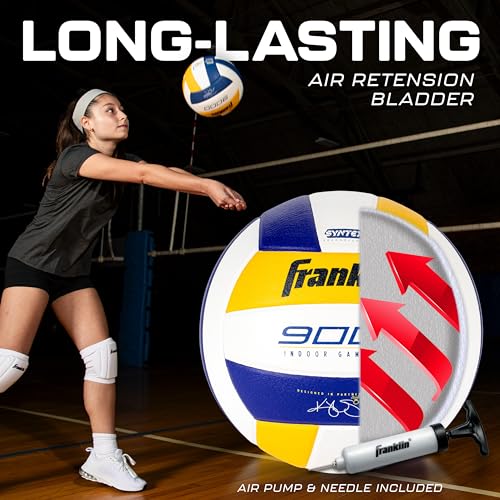 Franklin Sports Indoor Training + Match Volleyballs - Premium 9000 + 6000 Official Size Adult + Youth - Ball + Air Pump