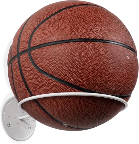 Wallniture Sporta Wall Mount Ball Storage, Ball Holder Organization and Storage Rack for Basketball, Football, Soccer Balls, Metal White - color: White