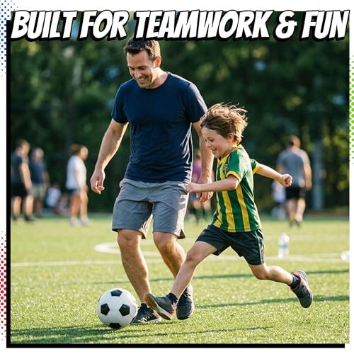 PlayBolt Soccer Ball Size 4 with Pump - Black & White Training Practice & Match Ball for Kids, Youth and Adults (Pack of 1 or 4)