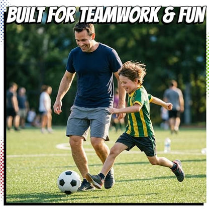 PlayBolt Soccer Ball Size 4 with Pump - Black & White Training Practice & Match Ball for Kids, Youth and Adults (Pack of 1 or 4)