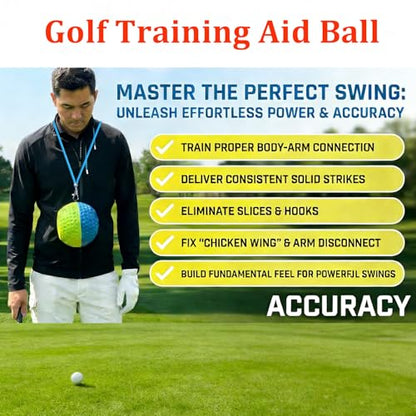 WIGERLON Golf Swing Training Ball for Keeping arms Connected,Golf Trainer Pure Strike Ball for Men and Women M